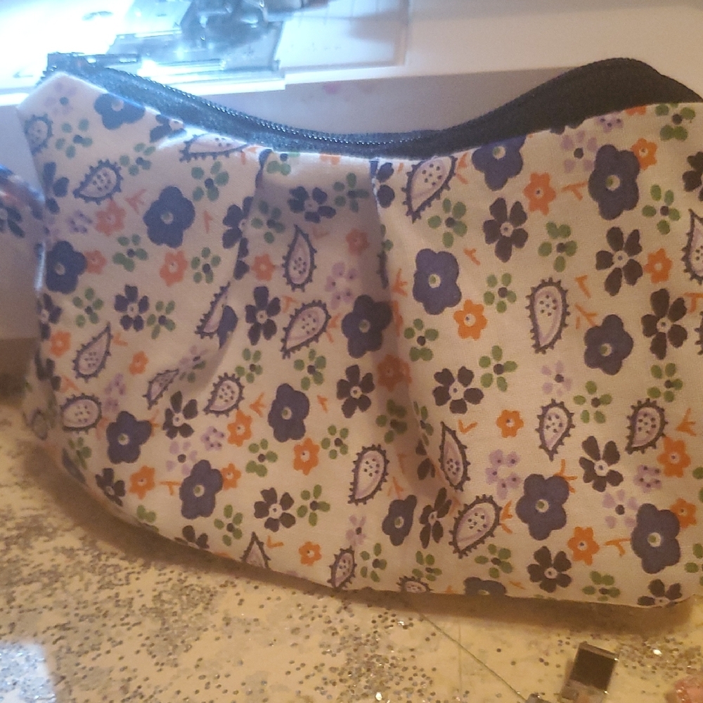 Floral Cosmetic Bag with Zipper Closure
